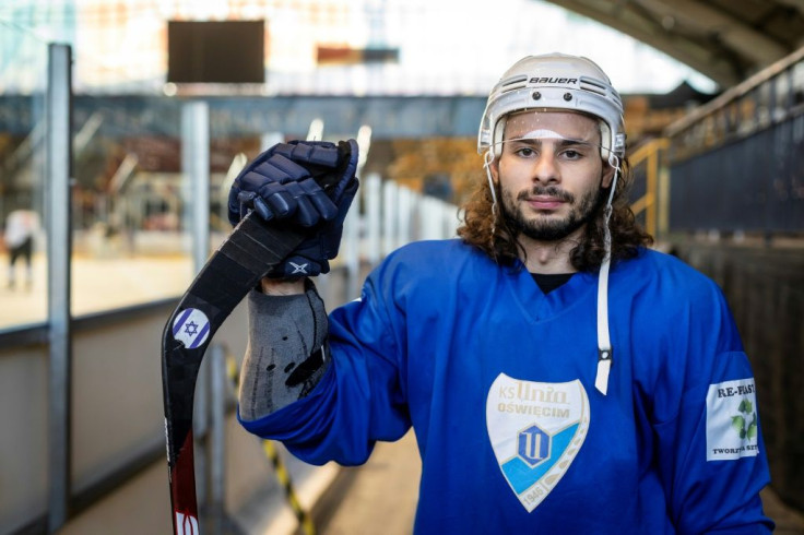 Israel's ice hockey team captain Eliezer Sherbatov after a training session with his Polish team Unia Oswiecim