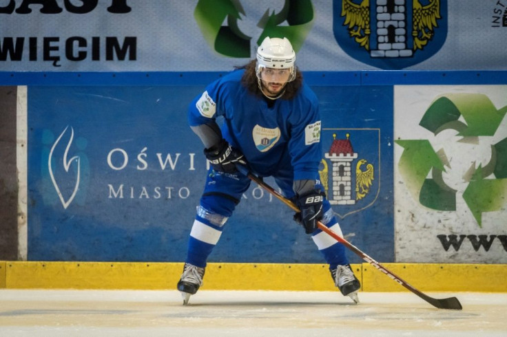 Israel's ice hockey team captain Eliezer Sherbatov attends a training session with his team Unia Oswiecim in Poland