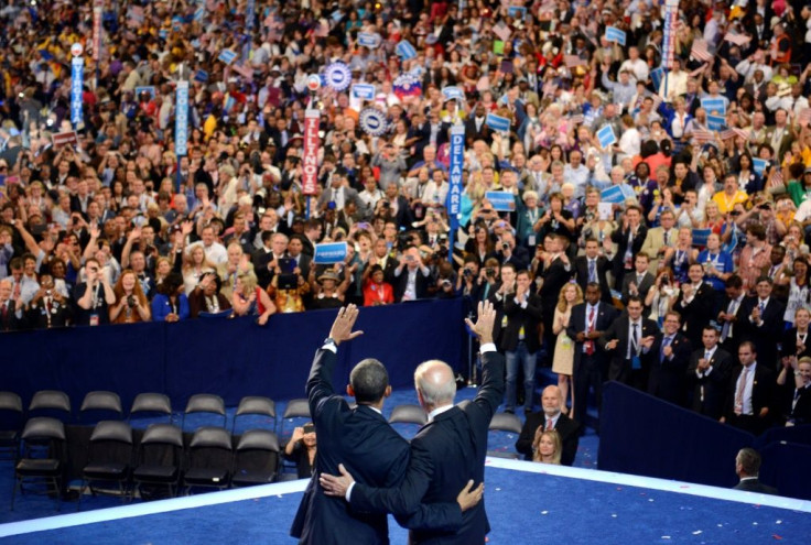 Democrats, forced to hold the 2020 nominating convention online, are looking for ways to replace some of the excitement seen in this file photo from the party's 2012 convention in Charlotte, North Carolina