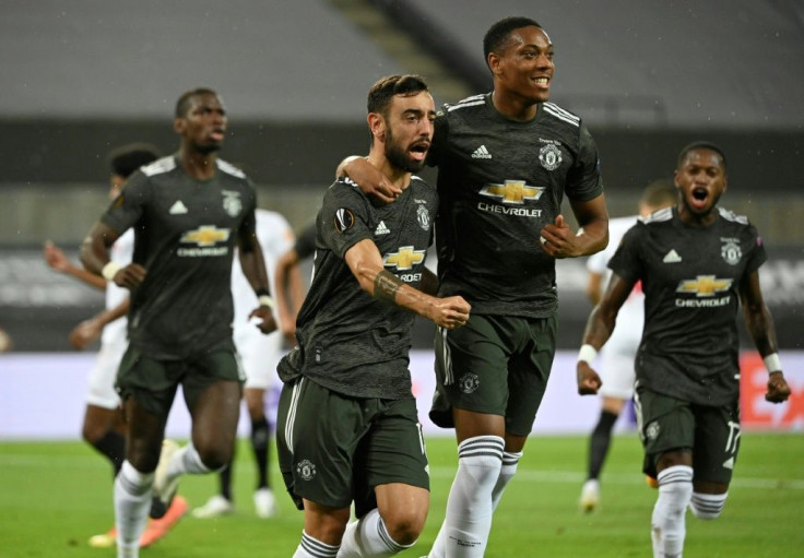 Spot on: Bruno Fernandes continued his perfect record from the penalty spot for Manchester United