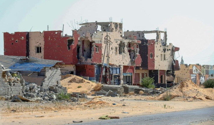 A July 9 picture shows a residential building in the south of Tripoli damaged during the 14 months of fighting between the GNA and forces loyal to Khalifa Haftar