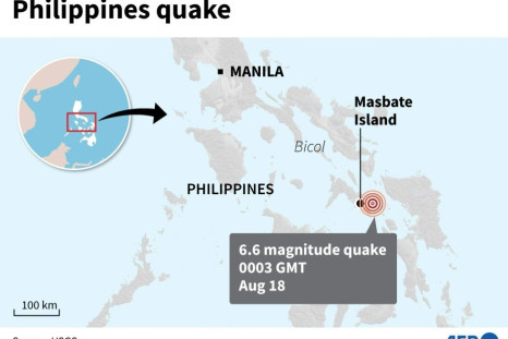 Map showing the area in the Bicol region of the central Philippines that was struck by a shallow 6.6-magnitude earthquake on Tuesday.