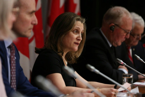 Chrystia Freeland is expected to be appointed Canada's first female finance minister as the government struggles to shrug off accusations of misconduct