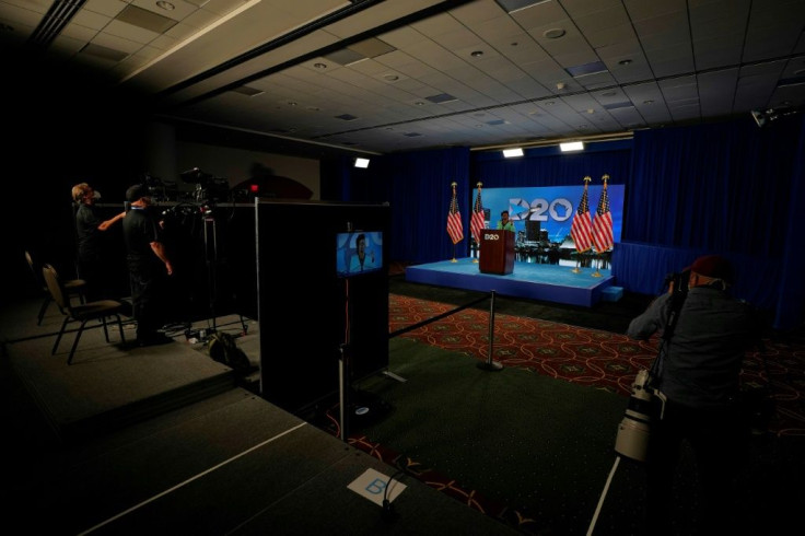 Democratic lawmaker Gwen Moore delivered her convention speech from a studio in Milwaukee