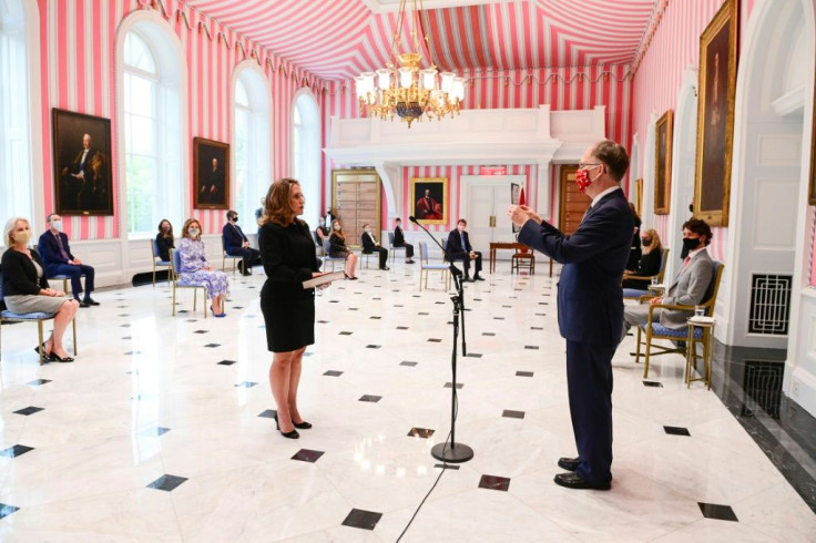 Chrystia Freeland was named Canada's first female finance minister at a small ceremony Tuesday at Rideau Hall, the official residence of Governor General Julie Payette.