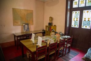 View of the room where Russian revolutionary, political theorist and politician Leon Trotsky, one of the leaders of the Russian Revolution, was attacked and killed, at his house (now a museum) in the Coyoacan neighborhood of Mexico City