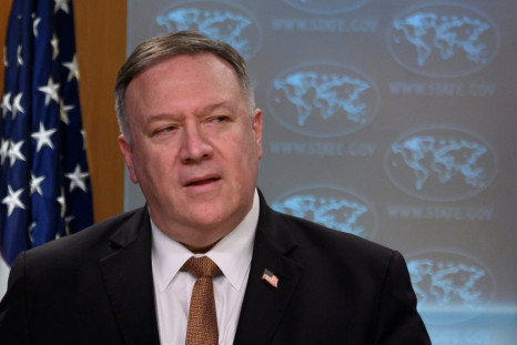Secretary of State Mike Pompeo, seen here in March 2020, says the US can unilaterally reimpose UN sanctions on Iran