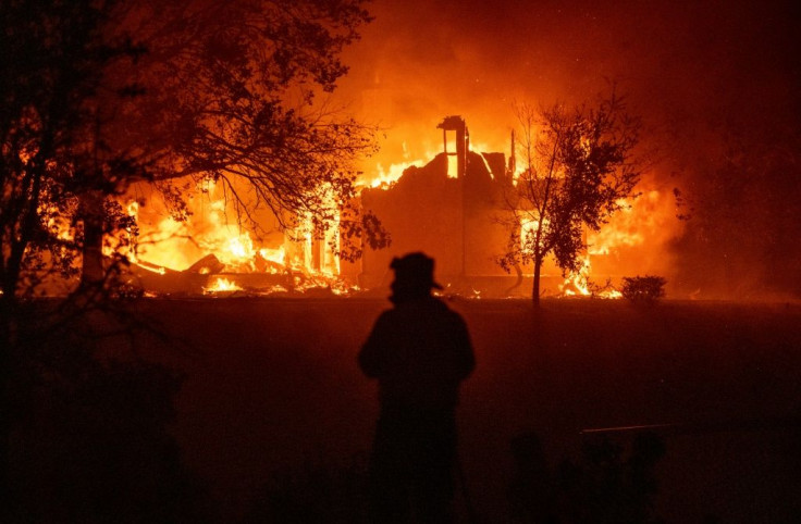 A home burns in Vacaville, California, as the fast-moving fires in the Golden State have prompted widespread evacuations
