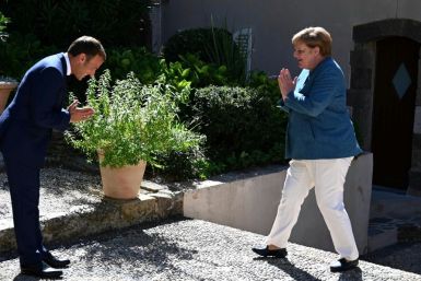 Macron welcomed Merkel with a Namaste-style greeting due to the coronavirus pandemic