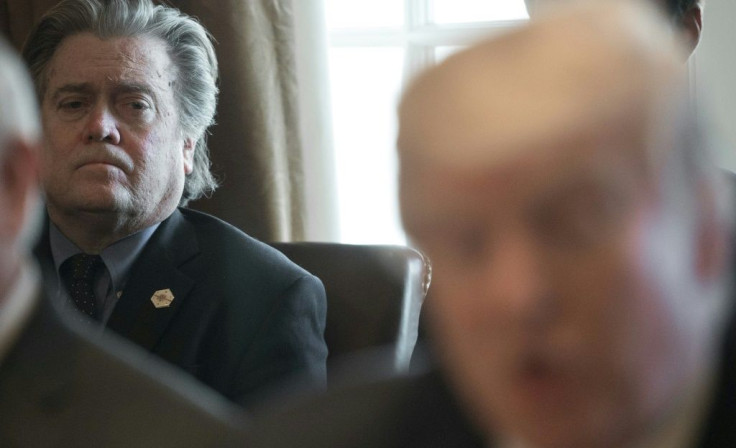 Former senior White House adviser Steve Bannon (L), shown here in March 2017, was once a prominent member of Trump's inner circle