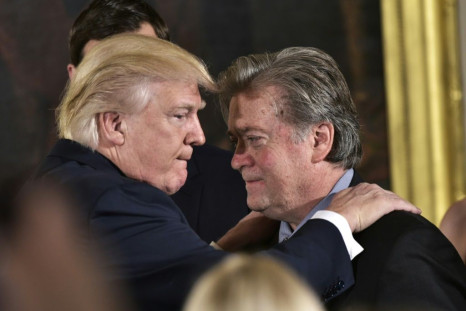 US President Donald Trump and his former chief strategist Steve Bannon, who was arrested in New York