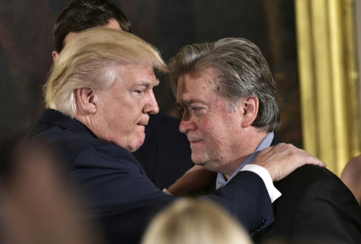 US President Donald Trump and his former chief strategist Steve Bannon, who was arrested in New York