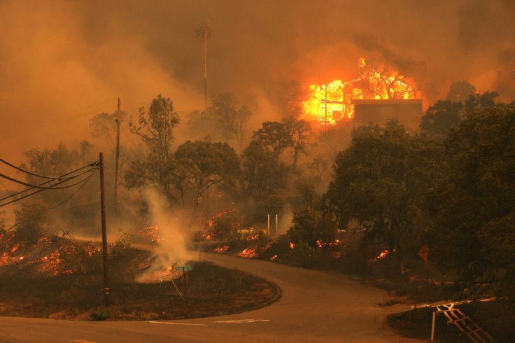A home burns as the LNU Lightning Complex Fire burns through the area on August 18, 2020 in Napa, California