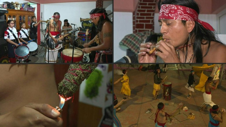 The Sandoval brothers, a family of musicians well-known in the Mexican town of Nezahualcoyotl, mix punk rock with traditional instruments of the pre-Hispanic Aztec civilization in their band -- determined to preserve their country's musical heritage