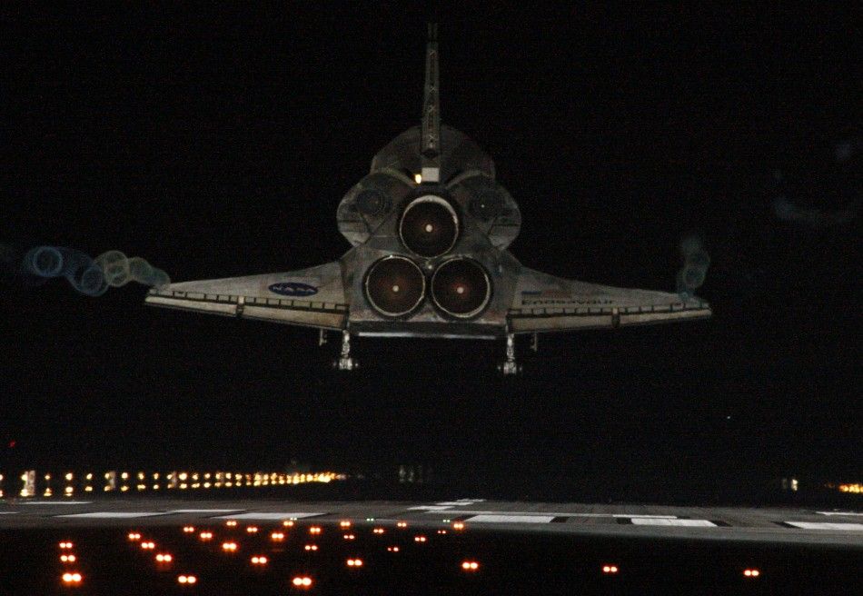 Space shuttle Endeavour lands at the Kennedy Space Center in Cape Canaveral