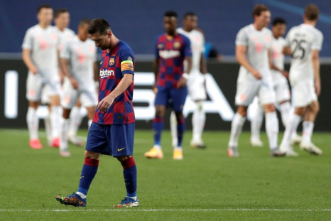 Barcelona star Lionel Messi cuts a forlorn figure during Bayern Munich's 8-2 thrashing in the Champions League quarter-final.