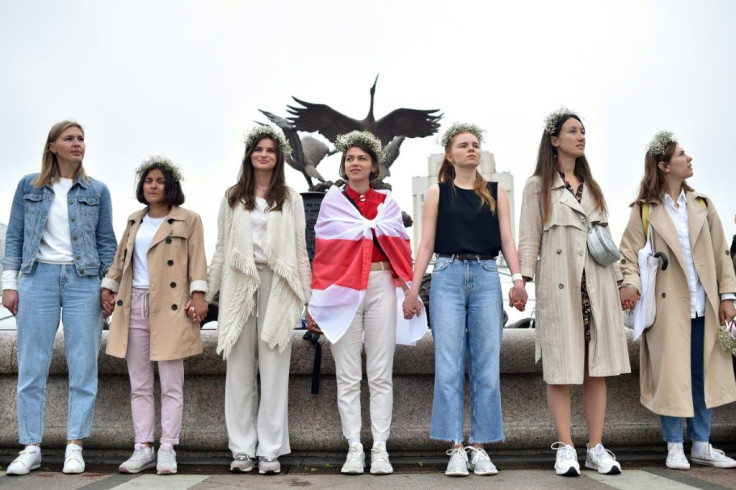 Women staged a protest over the police violence against demonstrators