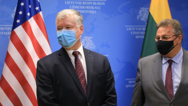 US Deputy Secretary of State Stephen Biegun (L)US Deputy Secretary of State Stephen Biegun met opposition leader Svetlana Tikhanovskaya in Lithuania, calling her a "very impressive person"