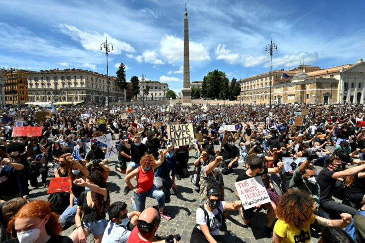 In June, demonstrators held a rally in Rome in memory of African American George Floyd, who died the previous month when a white policeman kneeled on his neck