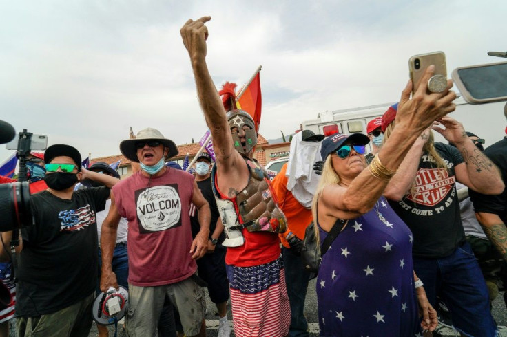 As tensions rise in the US, Trump supporters scream at counter-protestors in Los Angeles, California