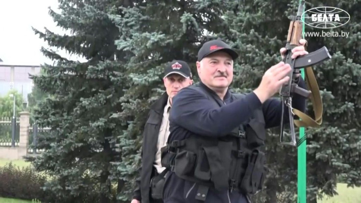 State TV showed President Alexander Lukashenko wielding a rifle as opponents mobilised at the weekend