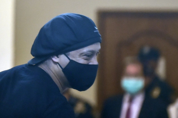 Brazilian retired football player Ronaldinho at his hearing in Asuncion before he was allowed to leave Paraguay after five months' detention
