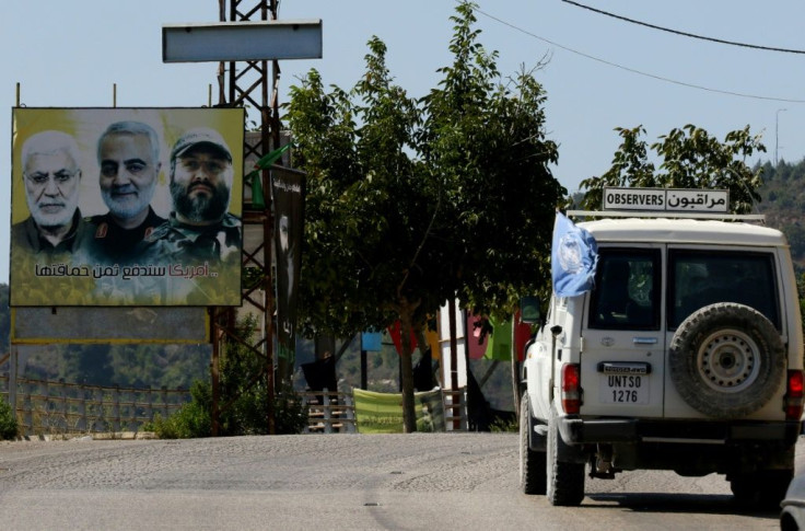 Posters put up by Hezbollah and its supporters are ubiqitous in the area of south Lebanon patrolled by UN peacekeepers