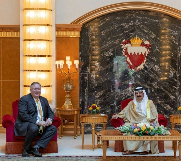 US Secretary of State Mike Pompeo (L) meeting with Bahrain's King Hamad bin Isa Al-Khalifa in the capital Manama