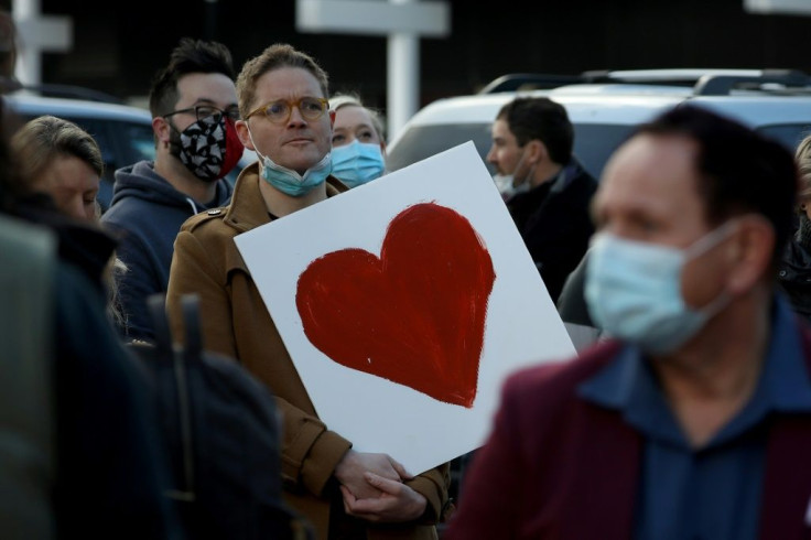 Members of the public had gathered in front of the High Court in Christchurch to support relatives of victims killed in the 2019 twin mosque shootings