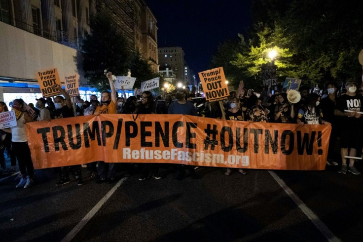 Demonstrators filled the streets near the White House ahead of US President Donald Trump's acceptance speech