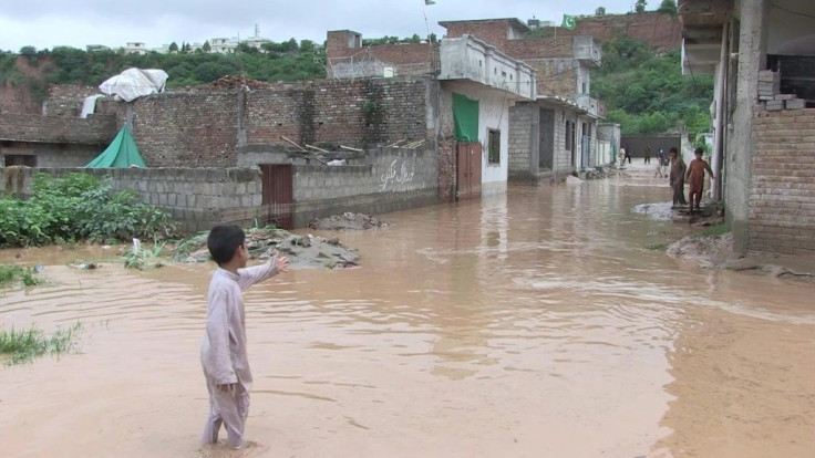 Water submerged streets and washed into houses in Rawalpindi city, next to the capital, after heavy rain caused rivers to overflow. Large swathes of Pakistan have been hit by flooding in recent weeks