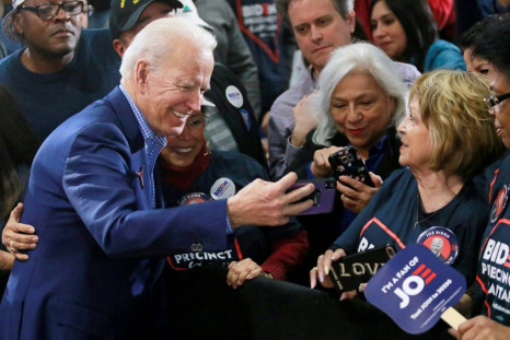 Democratic presidential hopeful Joe Biden says he's finally returning to live events, like this one back in February