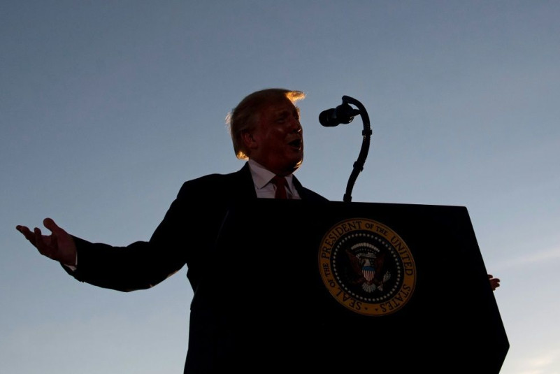 US President Donald Trump takes his "law and order" message to a rally in New Hampshire
