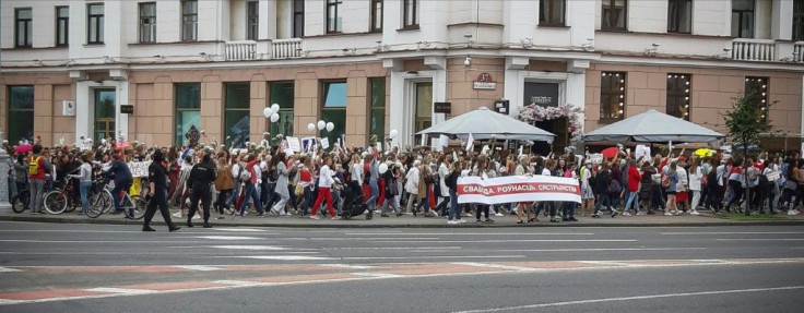 Belarus women marched in central Minsk Saturday