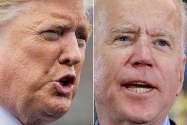 US President Donald Trump (R) and former vice president Joe Biden, rivals in the 2020 presidential election on November 3