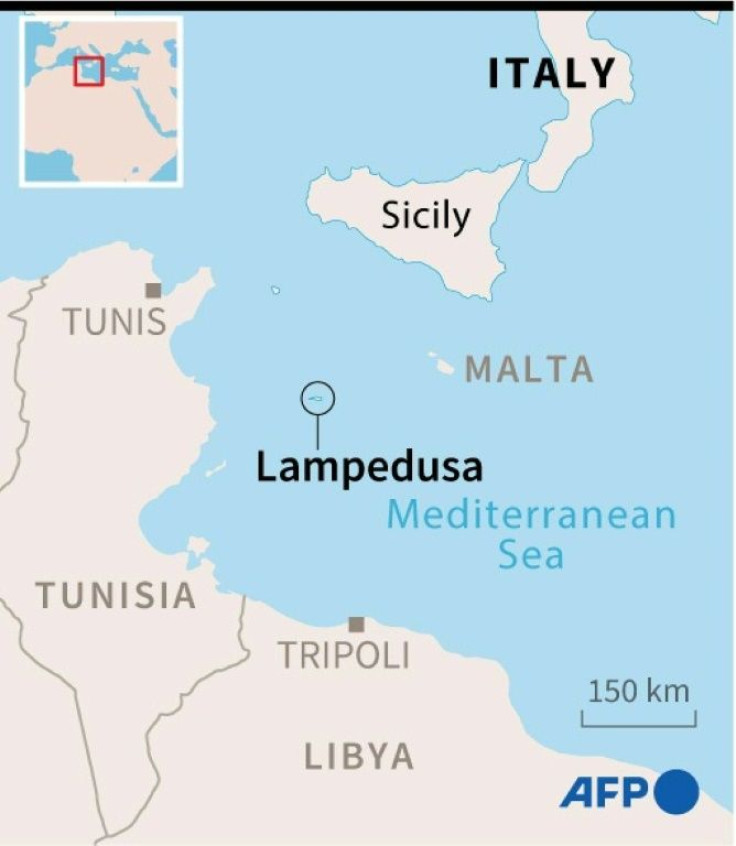Migrants rescued near Lampedusa, Italy