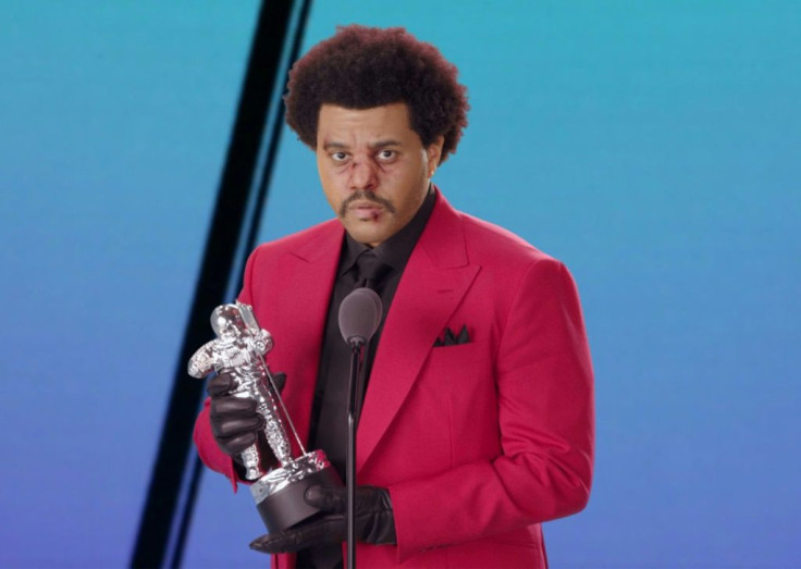 Canadian singer-songwriter The Weeknd accepting the award for Best R&B for "Blinding Lights" during the 2020 MTV Video Music Awards