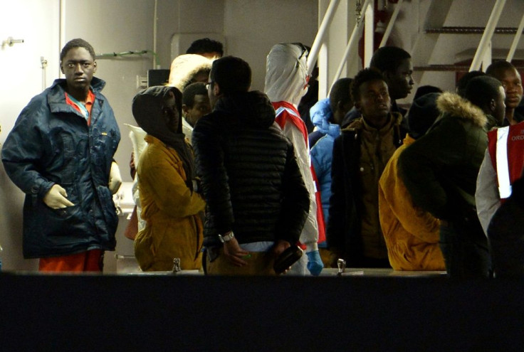 Migrants rescued off the Libyan coast making the perillous crossing to Europe arrive in the Italian port of Catania on April 20, 2015