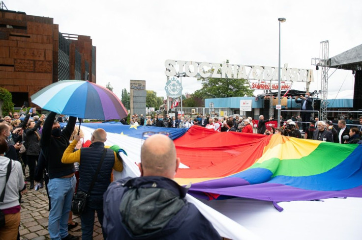 Hundreds gathered at the historic Gdansk shipyard to mark the anniversary