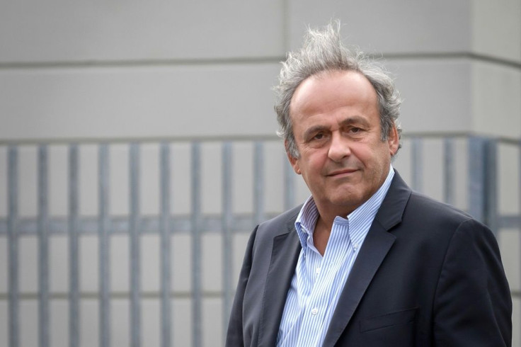 Michel Platini arriving for Monday's hearing