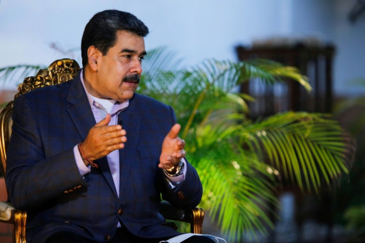 Venezuela's President Nicolas Maduro speaks during an interview in Caracas on August 23, 2020