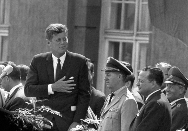 Then US President John F Kennedy at the Schoeneberg city hall in Berlin where uttered his famous "Ich bin ein Berliner" phrase