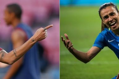 Paris Saint-Germain star Neymar (left) and fellow Brazil international Marta Marta will earn the same amount for representing their country from now on, but their club salaries remain worlds apart