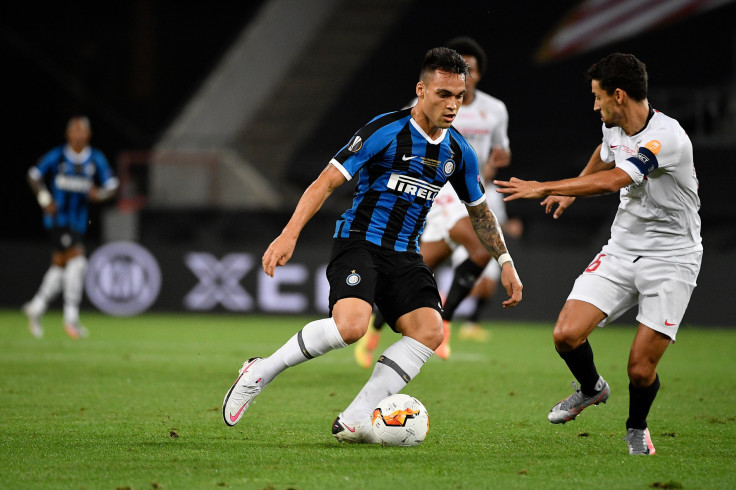 Lautaro Martinez of Internazionale, Jesus Navas of Sevilla