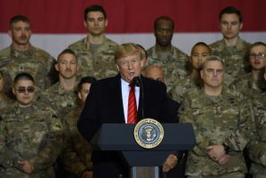 President Donald Trump made a surprise Thanksgiving day visit to US troops in Afghanistan last year