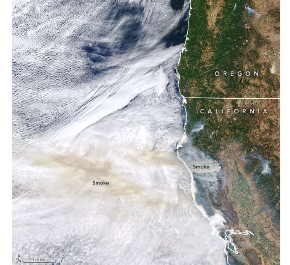 Satellite Image Shows Smoke From California Wildfires Over Pacific ...