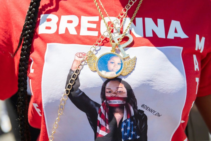 A T-shirt worn during a protest on July 12, 2020 in St. Paul, Minnesota, pays homage to Breonna Taylor, who died when police executing a search warrant burst into her apartment and exchanged fire with her boyfriend