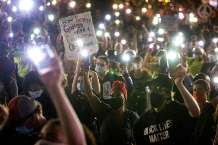 Anti-racism demonstrators take to the streets in Portland on July 29, 2020