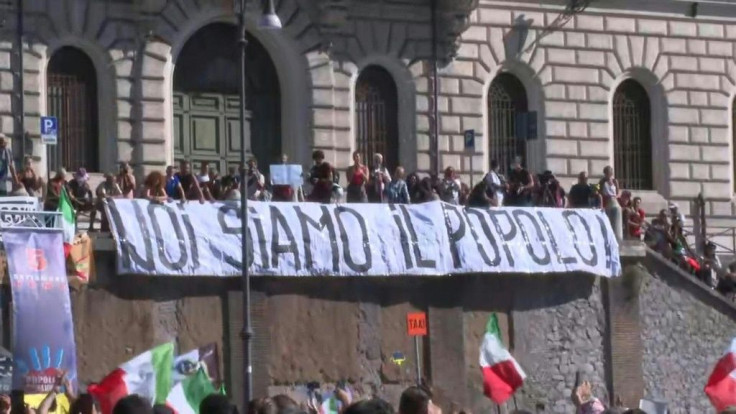 IMAGESFar-right protesters demonstration in Rome against health restrictions put in place in Italy to curb the spread of Covid-19.