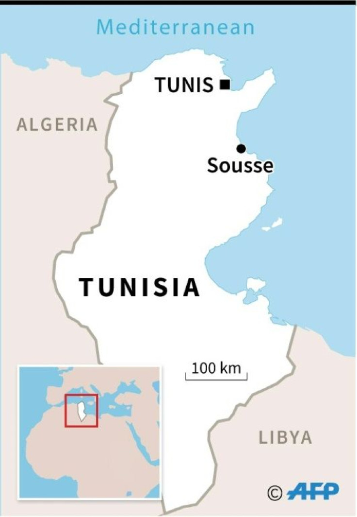 Map of Tunisia locating the coastal city of Sousee where a knife attack on Sunday killed a Tunisian National Guard officer and wounded another with three assailants also killed.
